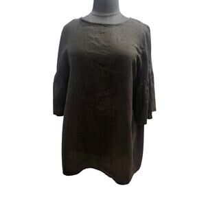 Bryn Walker Linen‎ Tunic Black Sz Large Lagenlook Boho Top